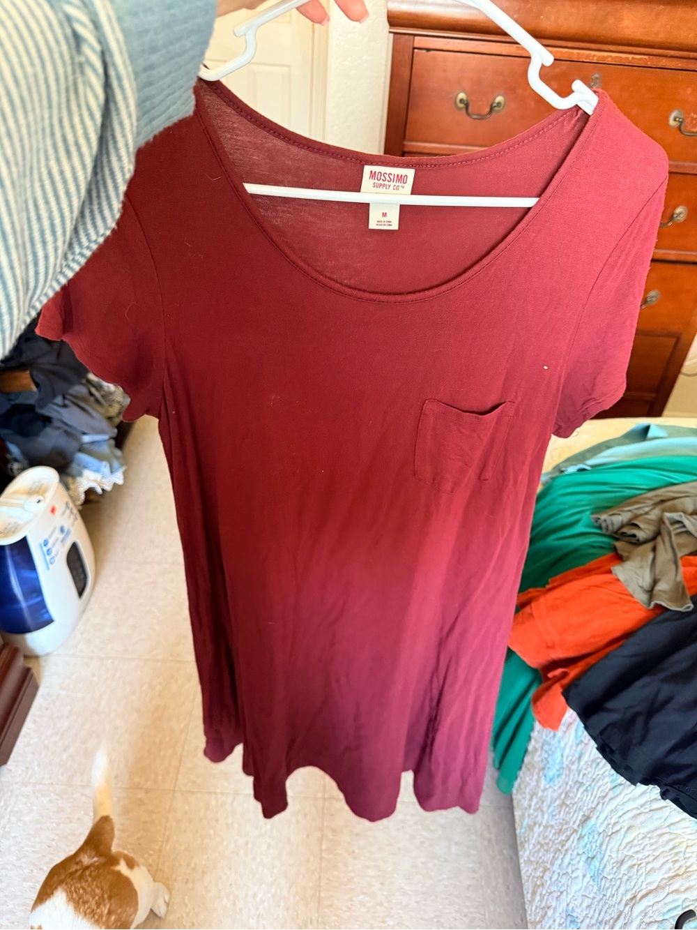 Mossimo Supply Co. Women's Short Sleeve Scoop Neck Pocket Dress - Burgundy